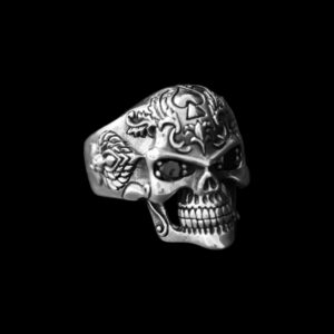 Hilpharakas Meeste 925 Hõbesõrmus "Ornate Skull"