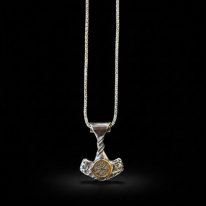 Terasest Kaelakee "Mjölnir Vegvisir Gold"